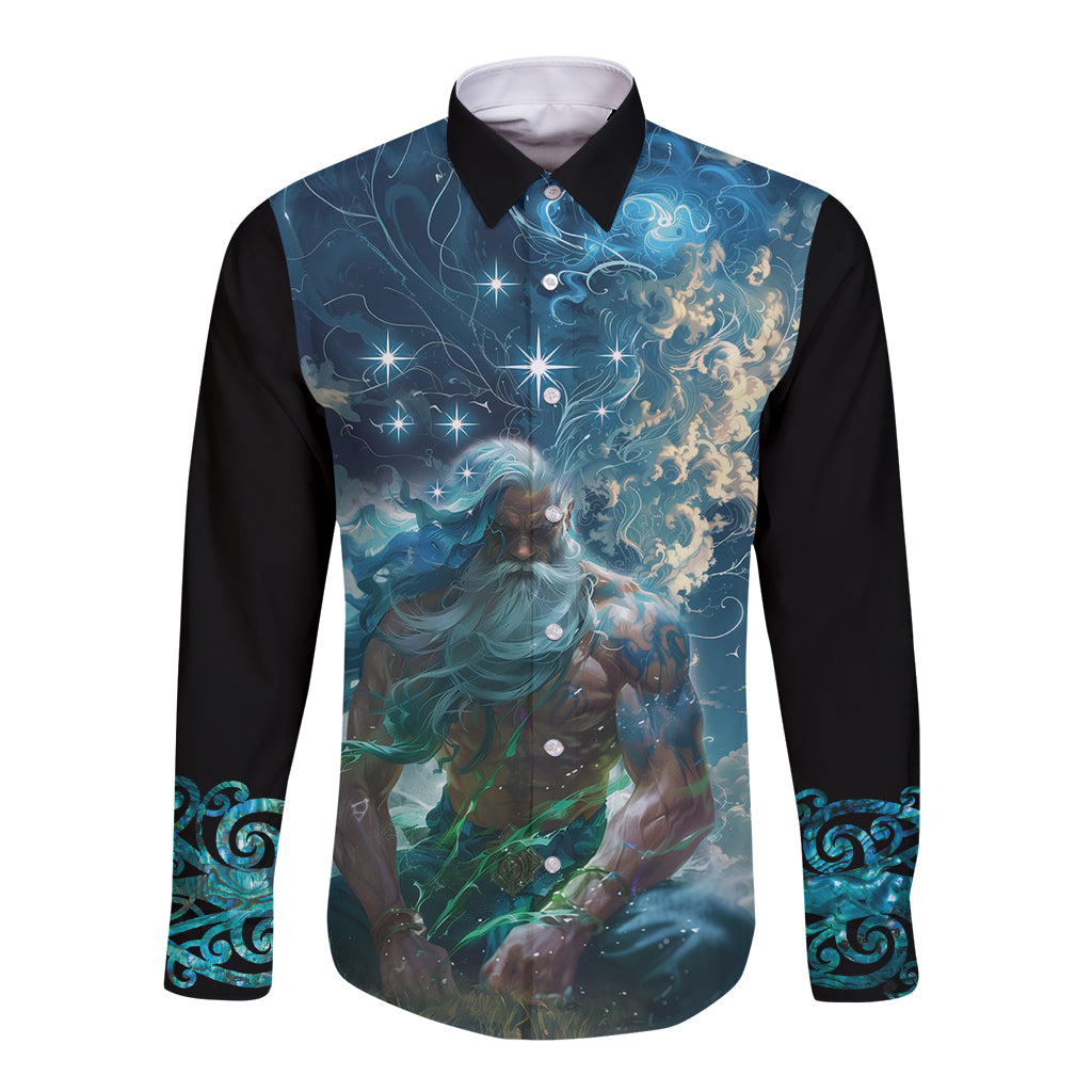 New Zealand Matariki Ururangi Long Sleeve Button Shirt The Murmur Of The Wind LT9 Unisex Black - Polynesian Pride