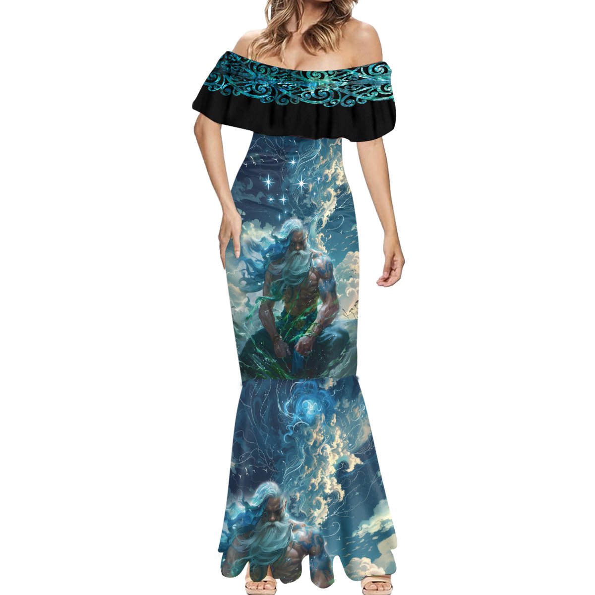 New Zealand Matariki Ururangi Mermaid Dress The Murmur Of The Wind LT9 - Polynesian Pride