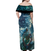 New Zealand Matariki Ururangi Off Shoulder Maxi Dress The Murmur Of The Wind LT9 - Polynesian Pride
