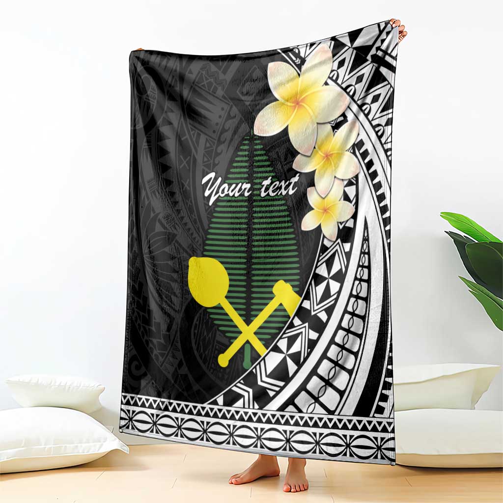Alo Chiefdom Wallis and Futuna Personalized Blanket Frangipani Flowers Polynesian Pattern