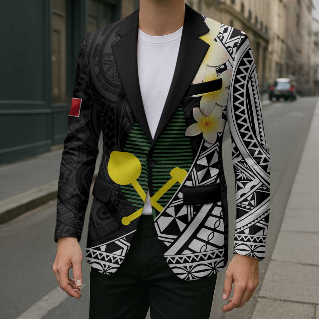 Alo Chiefdom Wallis and Futuna Personalized Blazer Frangipani Flowers Polynesian Pattern - Polynesian Pride