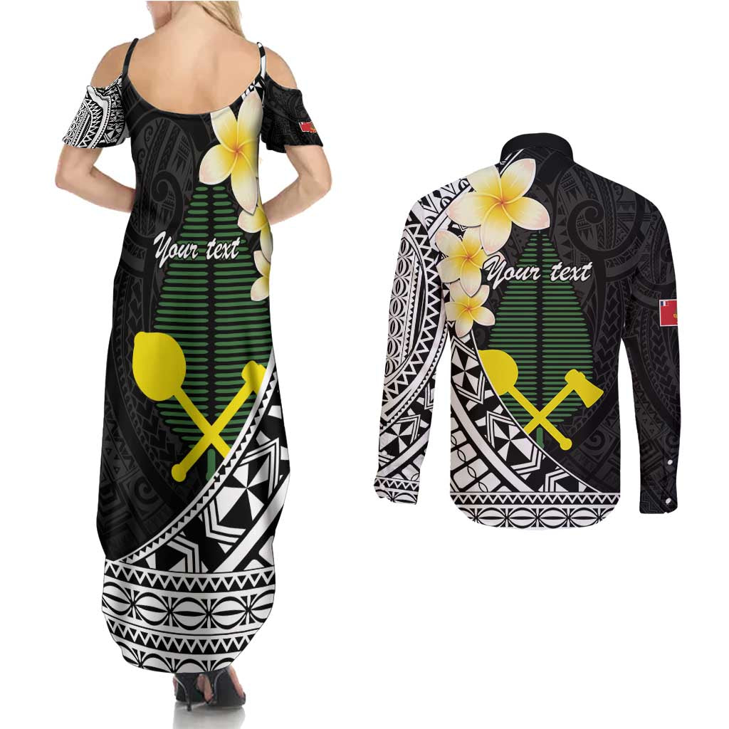 Alo Chiefdom Wallis and Futuna Personalized Couples Matching Summer Maxi Dress and Long Sleeve Button Shirt Frangipani Flowers Polynesian Pattern LT9 - Polynesian Pride