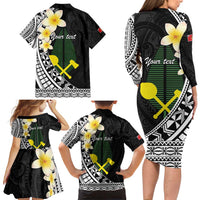 Alo Chiefdom Wallis and Futuna Personalized Family Matching Long Sleeve Bodycon Dress and Hawaiian Shirt Frangipani Flowers Polynesian Pattern LT9 - Polynesian Pride
