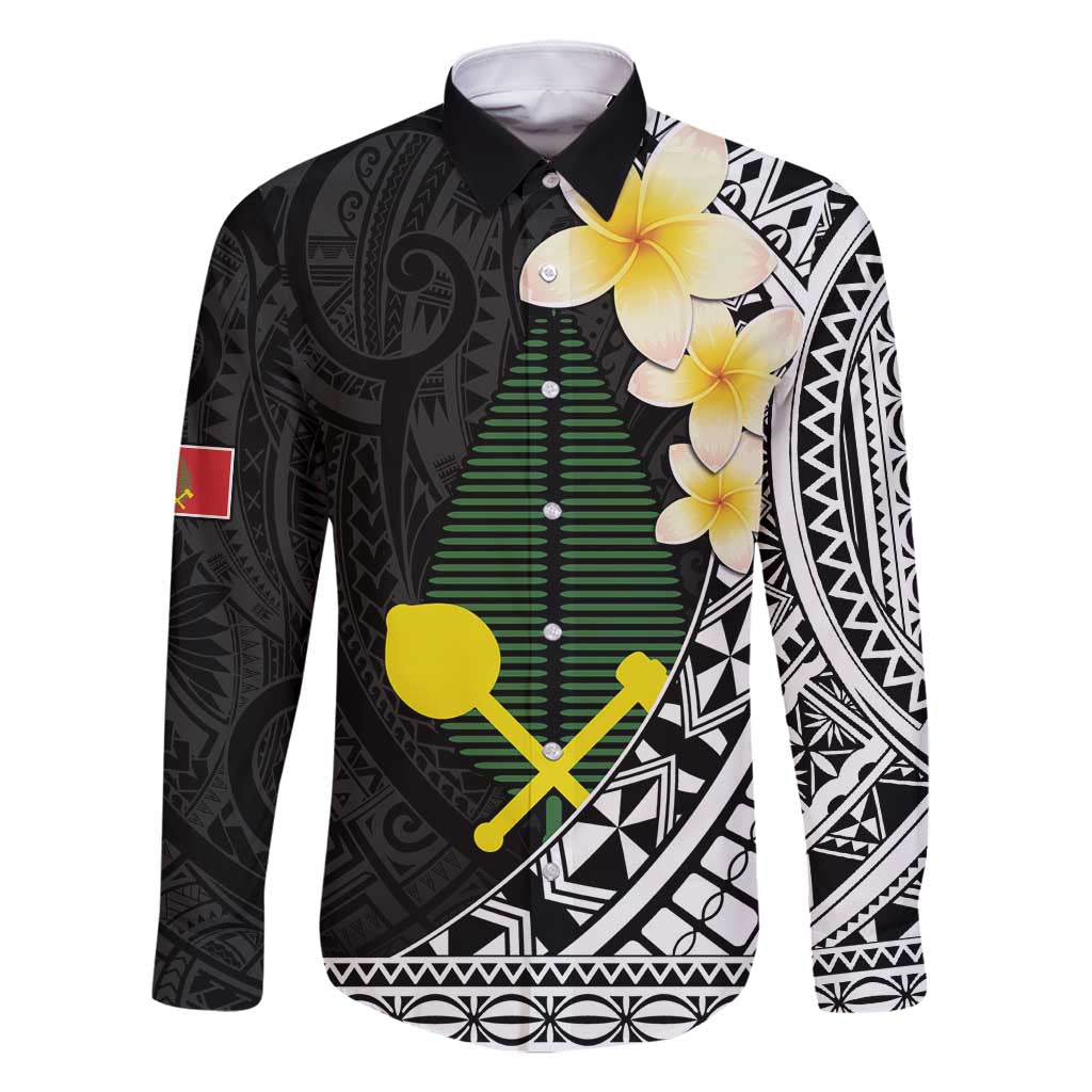 Alo Chiefdom Wallis and Futuna Personalized Family Matching Mermaid Dress and Hawaiian Shirt Frangipani Flowers Polynesian Pattern LT9 Dad's Shirt - Long Sleeve Black - Polynesian Pride