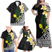 Alo Chiefdom Wallis and Futuna Personalized Family Matching Off Shoulder Maxi Dress and Hawaiian Shirt Frangipani Flowers Polynesian Pattern