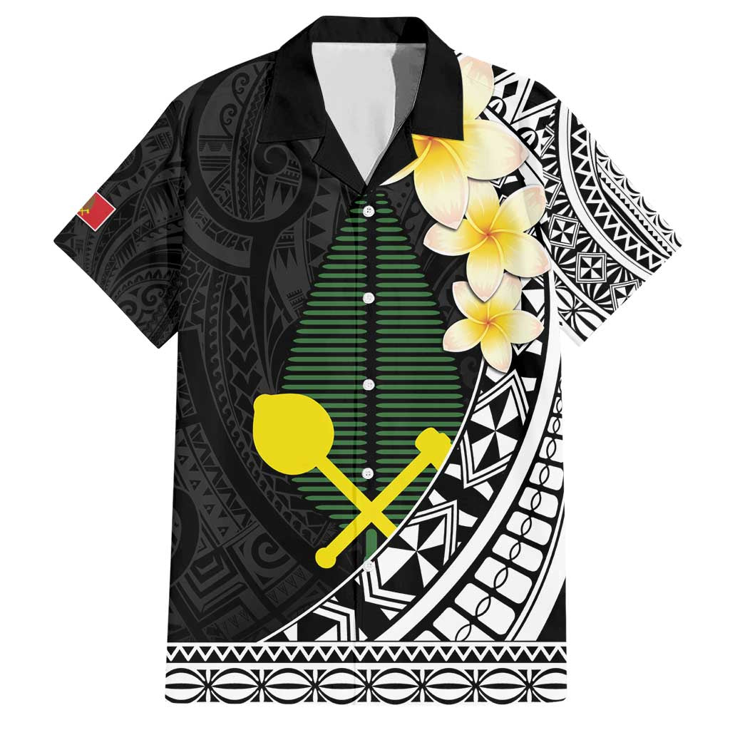 Alo Chiefdom Wallis and Futuna Personalized Family Matching Short Sleeve Bodycon Dress and Hawaiian Shirt Frangipani Flowers Polynesian Pattern LT9 Dad's Shirt - Short Sleeve Black - Polynesian Pride