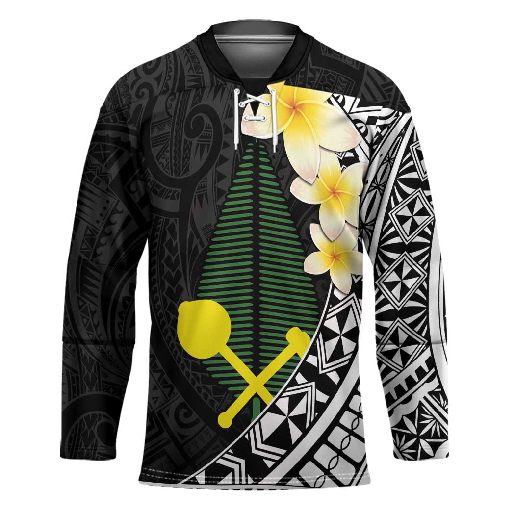 Alo Chiefdom Wallis and Futuna Personalized Hockey Jersey Frangipani Flowers Polynesian Pattern - Polynesian Pride