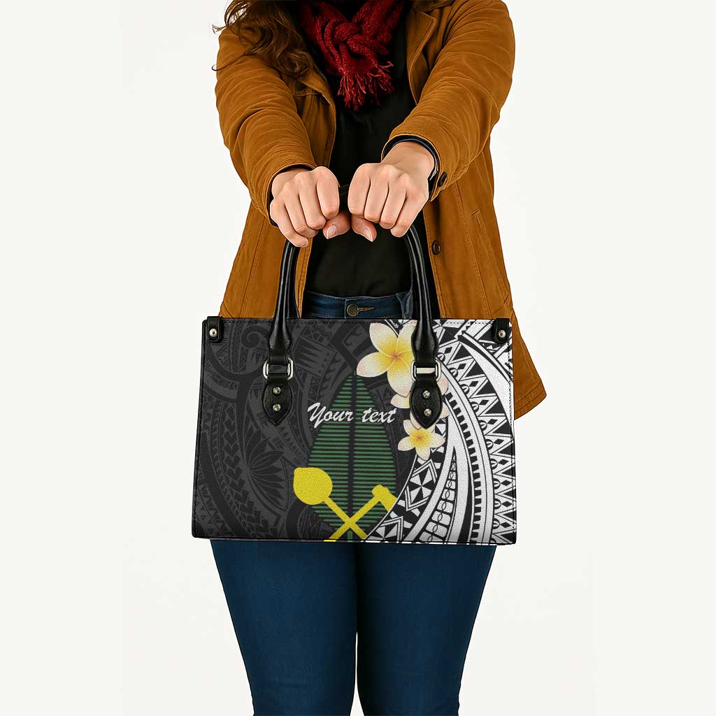 Alo Chiefdom Wallis and Futuna Personalized Leather Bag Frangipani Flowers Polynesian Pattern - Polynesian Pride