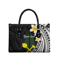 Alo Chiefdom Wallis and Futuna Personalized Leather Bag Frangipani Flowers Polynesian Pattern - Polynesian Pride