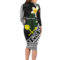 Alo Chiefdom Wallis and Futuna Personalized Long Sleeve Bodycon Dress Frangipani Flowers Polynesian Pattern
