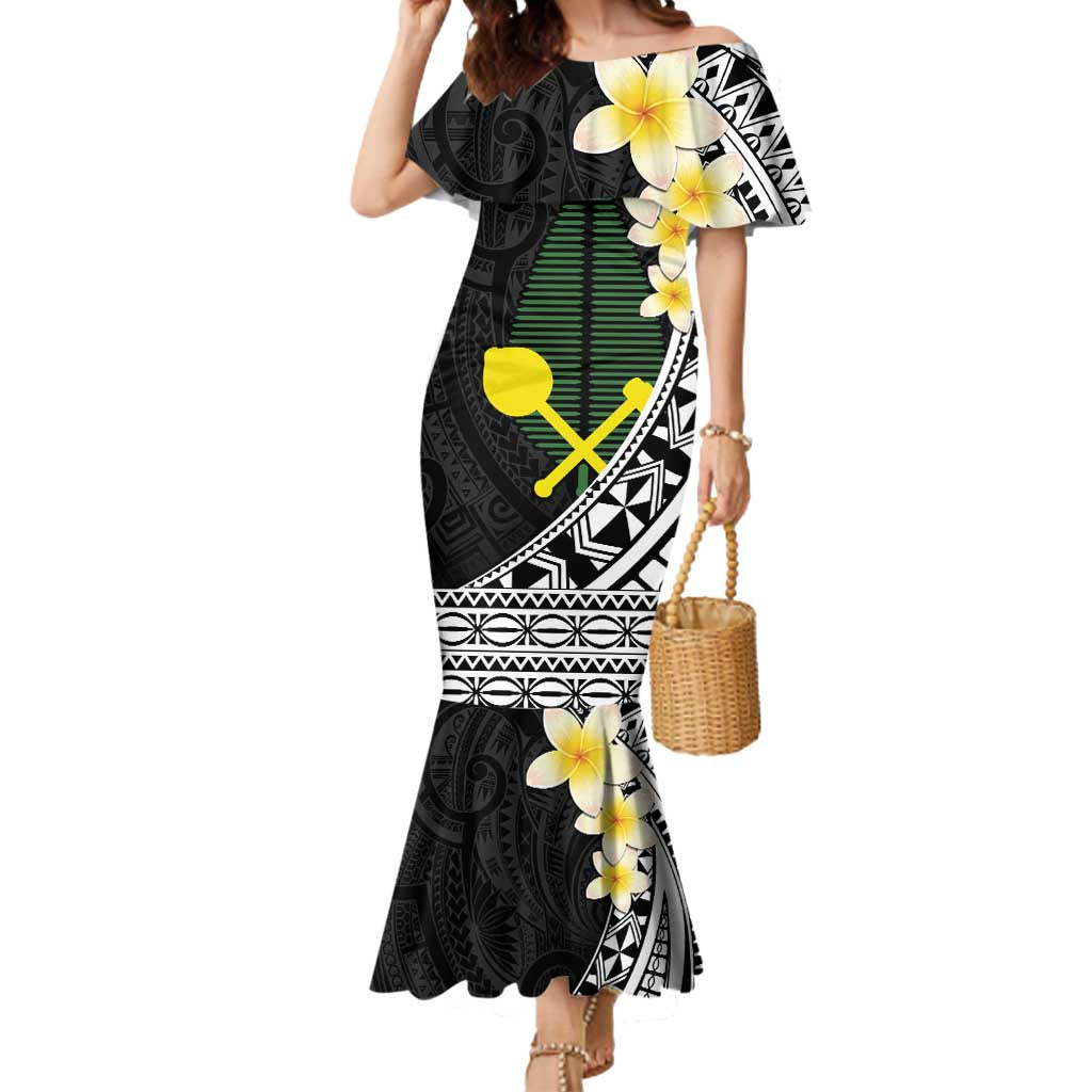 Alo Chiefdom Wallis and Futuna Personalized Mermaid Dress Frangipani Flowers Polynesian Pattern