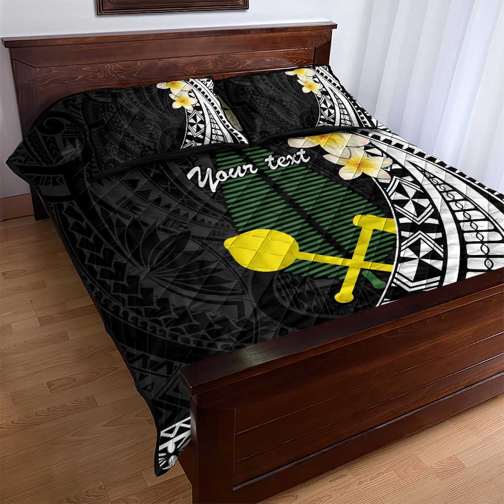 Alo Chiefdom Wallis and Futuna Personalized Quilt Bed Set Frangipani Flowers Polynesian Pattern