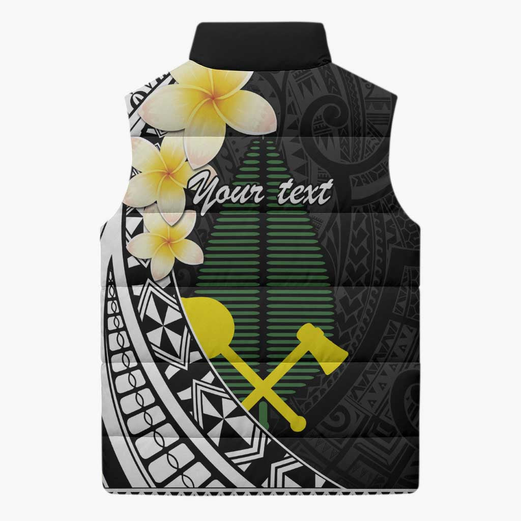 Alo Chiefdom Wallis and Futuna Personalized Sleeveless Puffer Jacket Frangipani Flowers Polynesian Pattern - Polynesian Pride