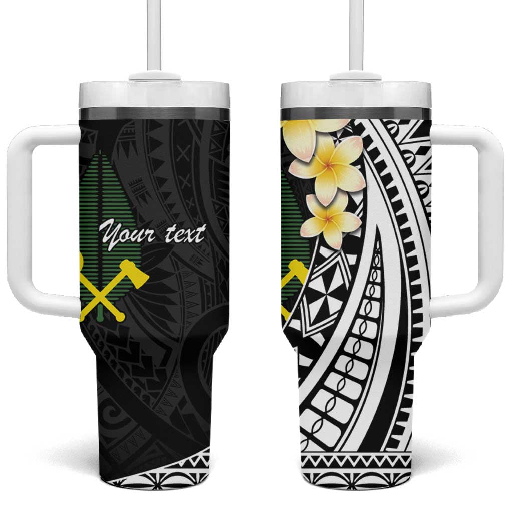 Alo Chiefdom Wallis and Futuna Personalized Tumbler With Handle Frangipani Flowers Polynesian Pattern LT9 One Size: 40 oz Black - Polynesian Pride