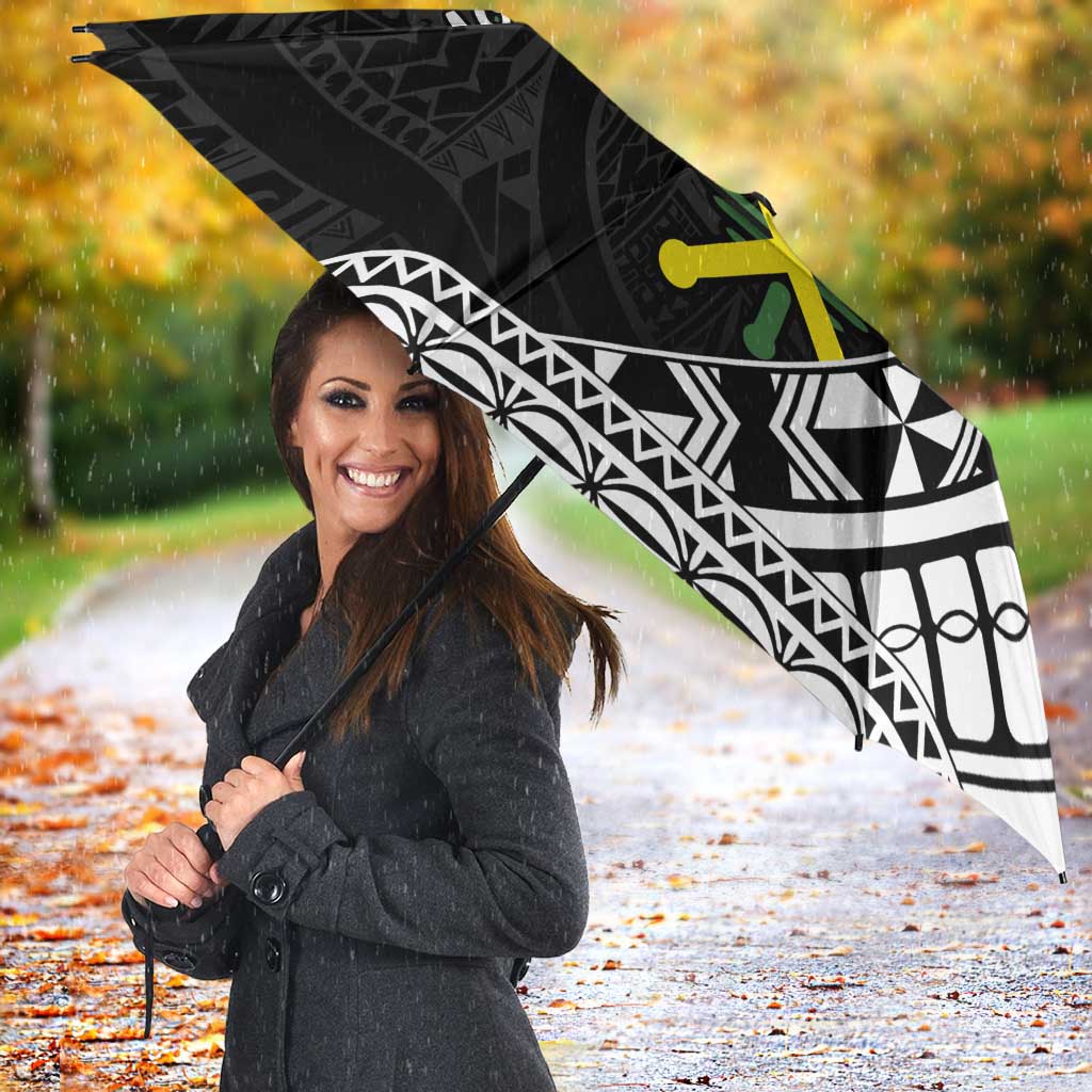 Alo Chiefdom Wallis and Futuna Personalized Umbrella Frangipani Flowers Polynesian Pattern - Polynesian Pride