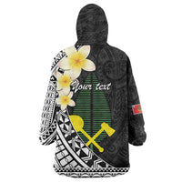 Alo Chiefdom Wallis and Futuna Personalized Wearable Blanket Hoodie Frangipani Flowers Polynesian Pattern