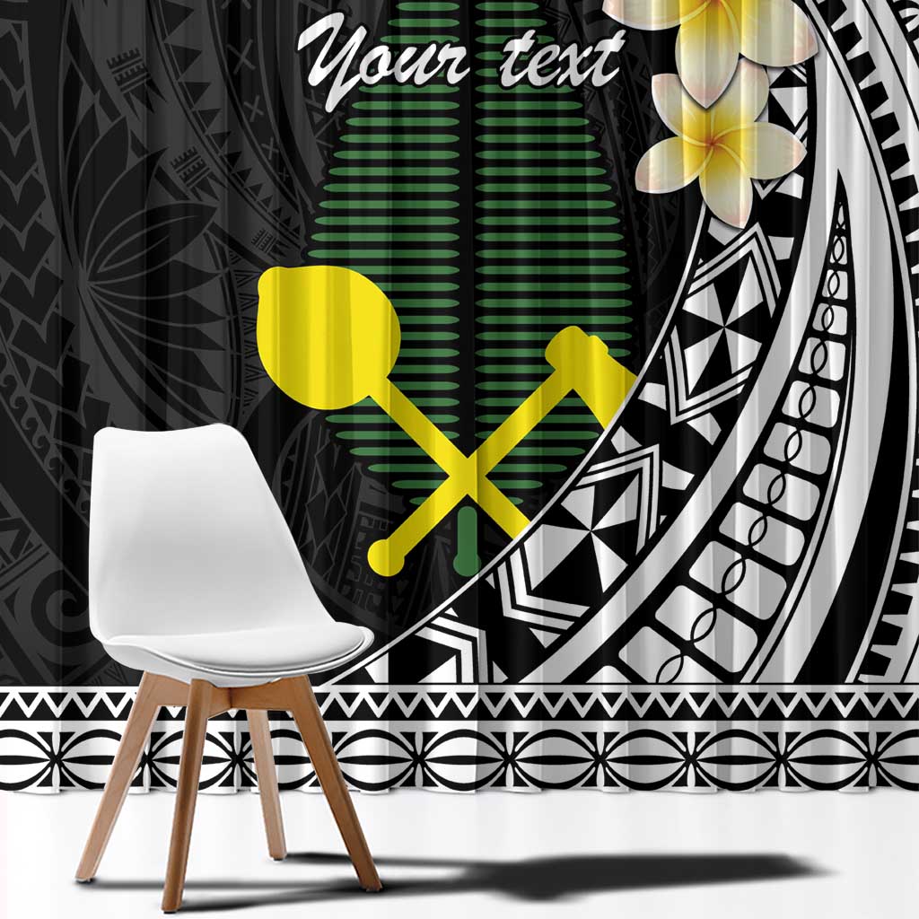 Alo Chiefdom Wallis and Futuna Personalized Window Curtain Frangipani Flowers Polynesian Pattern