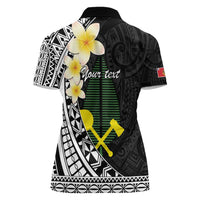 Alo Chiefdom Wallis and Futuna Personalized Women Polo Shirt Frangipani Flowers Polynesian Pattern