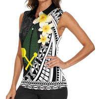Alo Chiefdom Wallis and Futuna Personalized Women Sleeveless Polo Shirt Frangipani Flowers Polynesian Pattern LT9 - Polynesian Pride