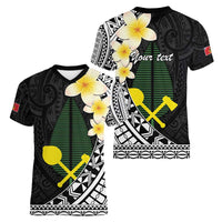 Alo Chiefdom Wallis and Futuna Personalized Women V-Neck T-Shirt Frangipani Flowers Polynesian Pattern LT9 - Polynesian Pride