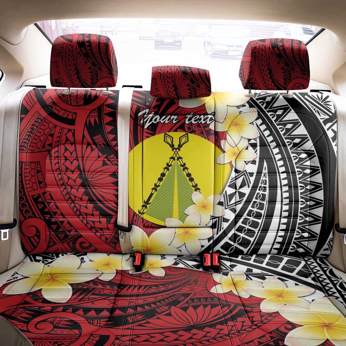 Sigave Chiefdom Wallis and Futuna Personalized Back Car Seat Cover Frangipani Flowers Polynesian Pattern