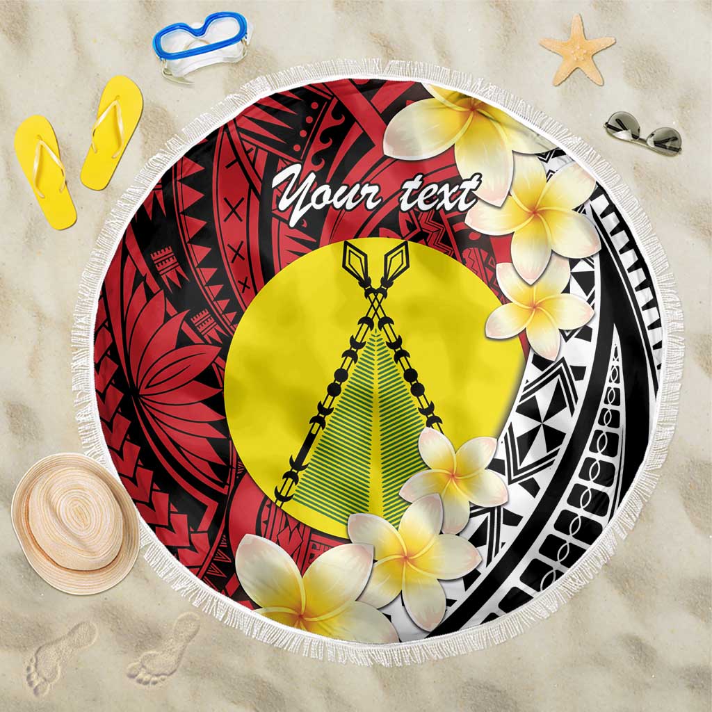 Sigave Chiefdom Wallis and Futuna Personalized Beach Blanket Frangipani Flowers Polynesian Pattern