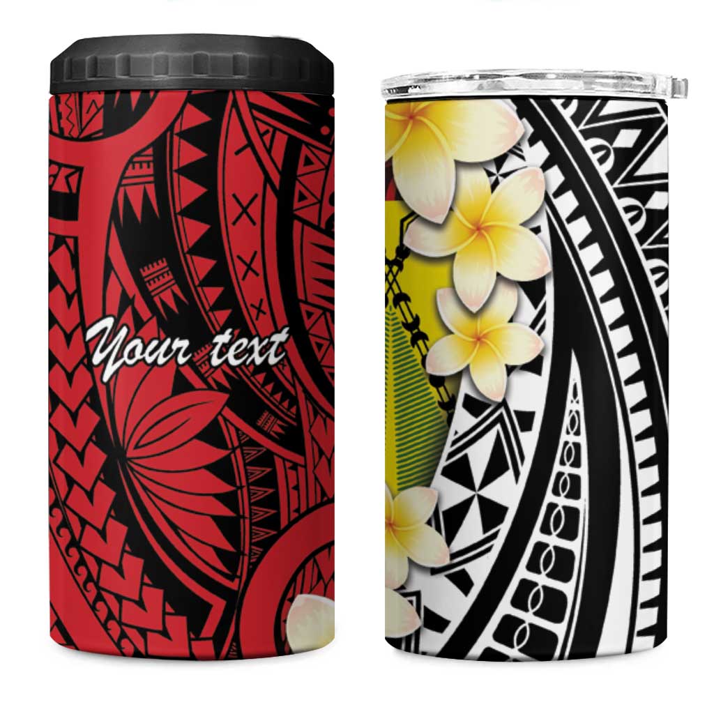 Sigave Chiefdom Wallis and Futuna Personalized 4 in 1 Can Cooler Tumbler Frangipani Flowers Polynesian Pattern LT9 One Size: 16 oz Red - Polynesian Pride