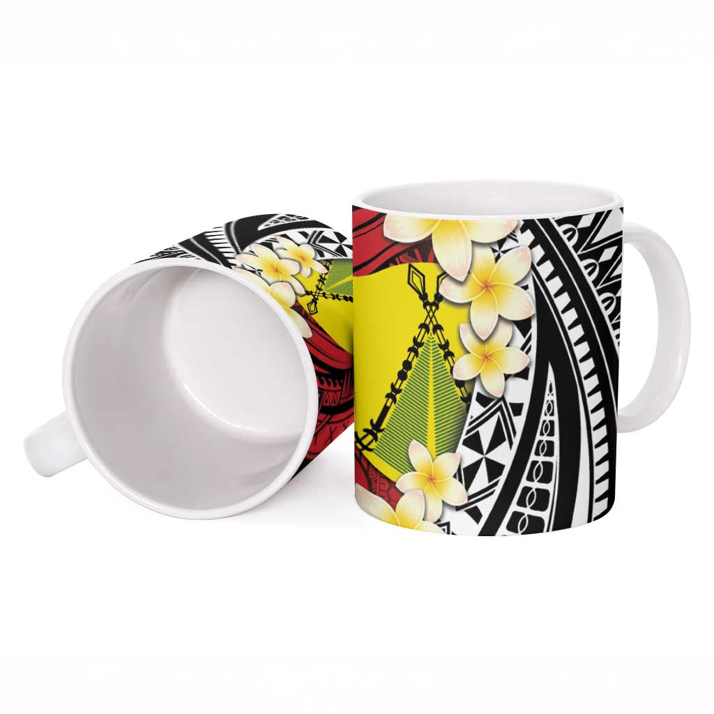 Sigave Chiefdom Wallis and Futuna Personalized Ceramic Mug Frangipani Flowers Polynesian Pattern - Polynesian Pride