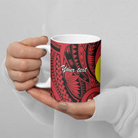 Sigave Chiefdom Wallis and Futuna Personalized Ceramic Mug Frangipani Flowers Polynesian Pattern - Polynesian Pride