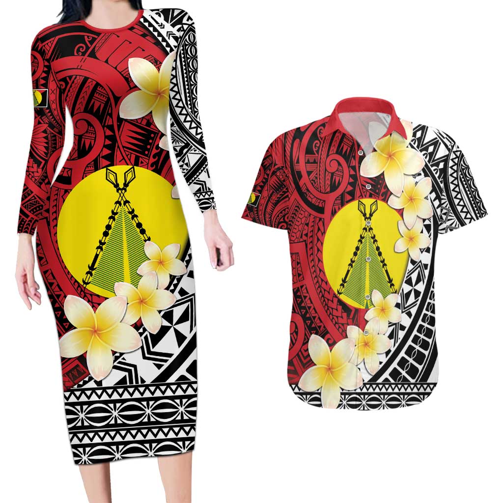 Sigave Chiefdom Wallis and Futuna Personalized Couples Matching Long Sleeve Bodycon Dress and Hawaiian Shirt Frangipani Flowers Polynesian Pattern LT9 Red - Polynesian Pride
