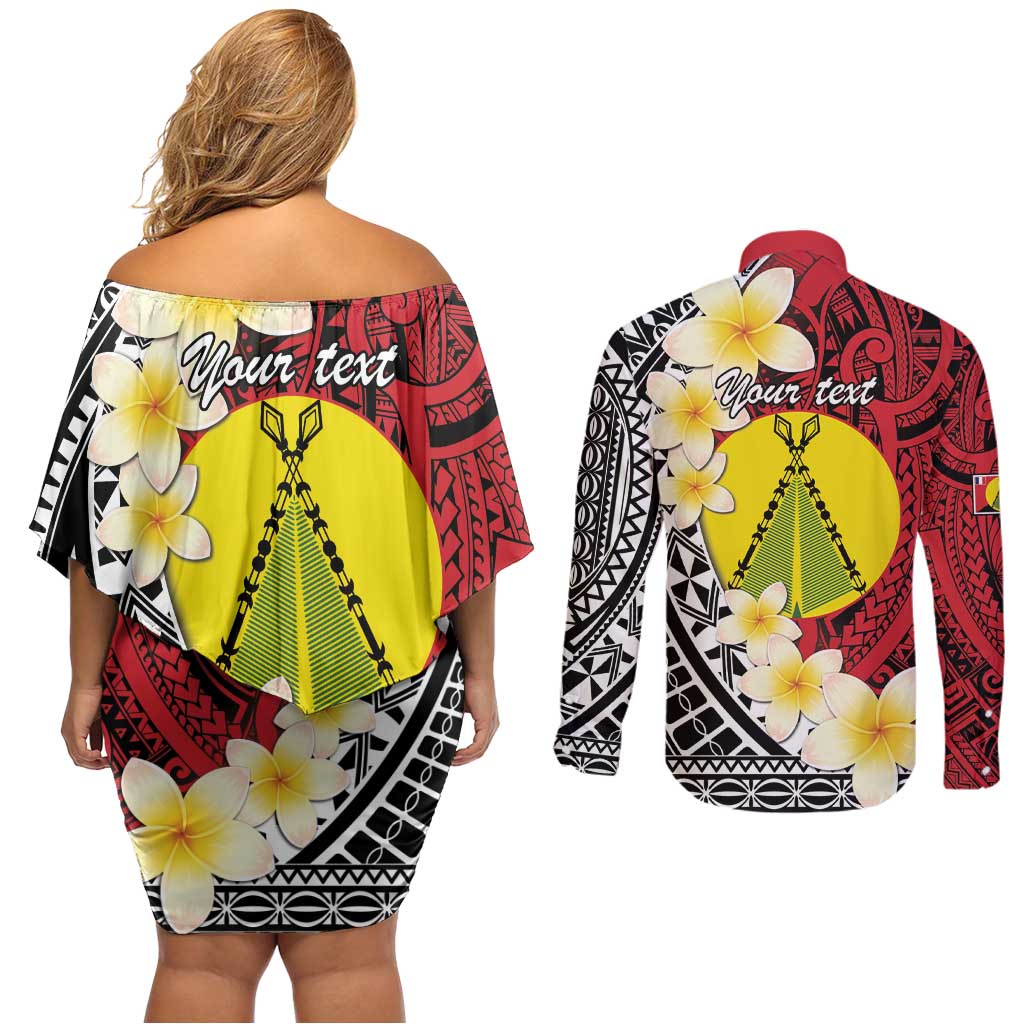 Sigave Chiefdom Wallis and Futuna Personalized Couples Matching Off Shoulder Short Dress and Long Sleeve Button Shirt Frangipani Flowers Polynesian Pattern LT9 - Polynesian Pride
