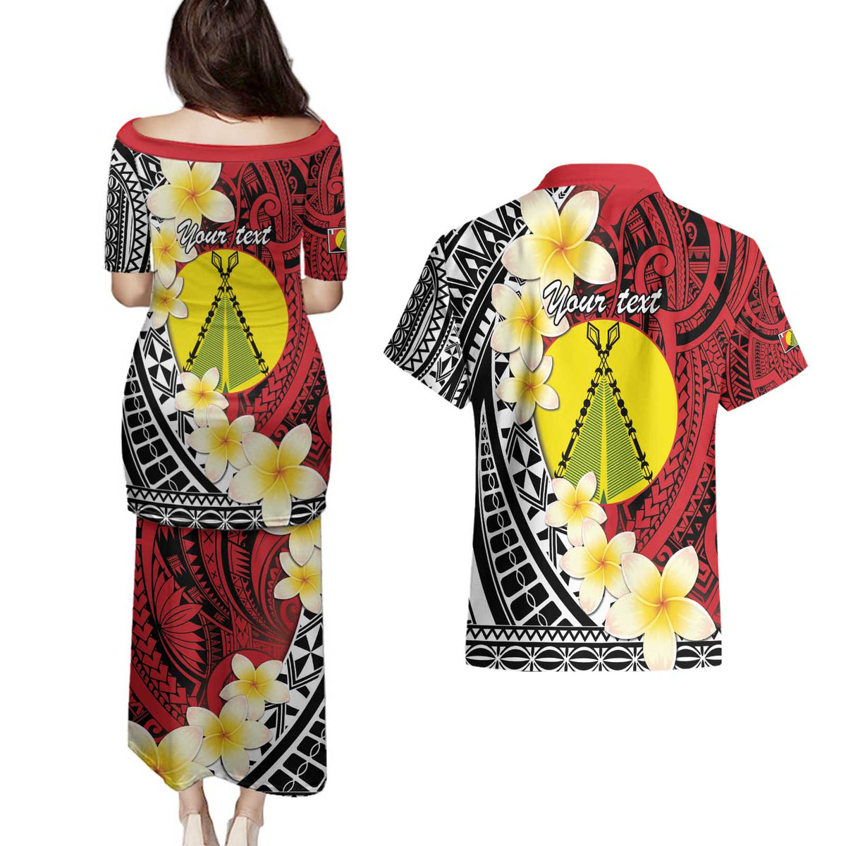 Sigave Chiefdom Wallis and Futuna Personalized Couples Matching Puletasi and Hawaiian Shirt Frangipani Flowers Polynesian Pattern LT9 - Polynesian Pride