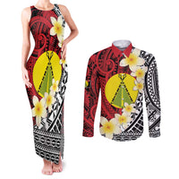 Sigave Chiefdom Wallis and Futuna Personalized Couples Matching Tank Maxi Dress and Long Sleeve Button Shirt Frangipani Flowers Polynesian Pattern LT9 Red - Polynesian Pride