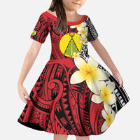 Sigave Chiefdom Wallis and Futuna Personalized Family Matching Puletasi and Hawaiian Shirt Frangipani Flowers Polynesian Pattern LT9 Daughter's Dress Red - Polynesian Pride