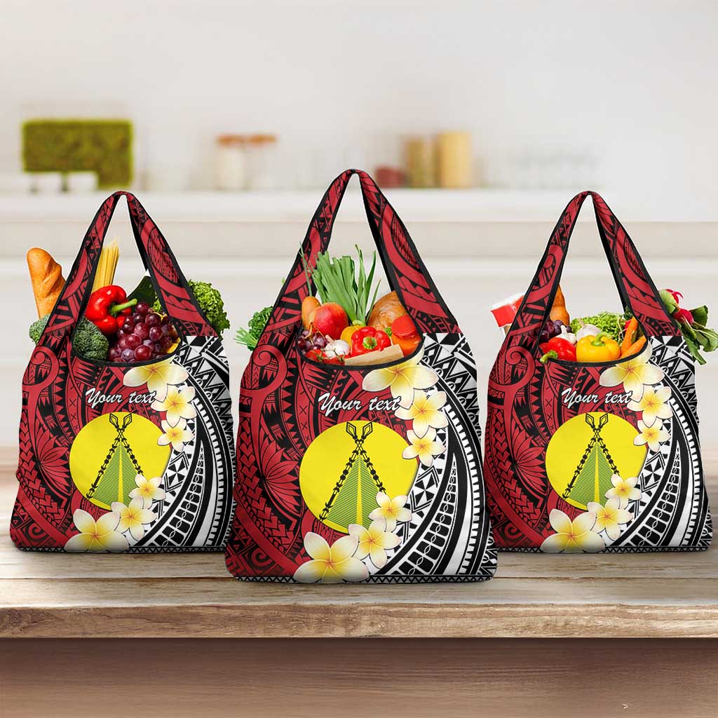 Sigave Chiefdom Wallis and Futuna Personalized Grocery Bag Frangipani Flowers Polynesian Pattern LT9 3-pack One Size Red - Polynesian Pride
