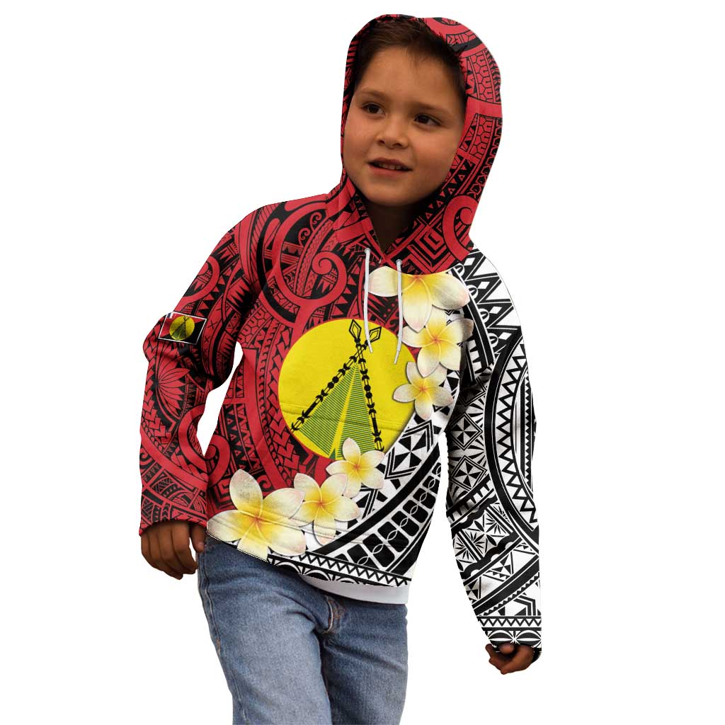 Sigave Chiefdom Wallis and Futuna Personalized Kid Hoodie Frangipani Flowers Polynesian Pattern