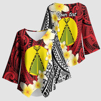 Sigave Chiefdom Wallis and Futuna Personalized Kimono Sleeve Blouse Frangipani Flowers Polynesian Pattern - Polynesian Pride
