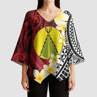 Sigave Chiefdom Wallis and Futuna Personalized Kimono Sleeve Blouse Frangipani Flowers Polynesian Pattern - Polynesian Pride