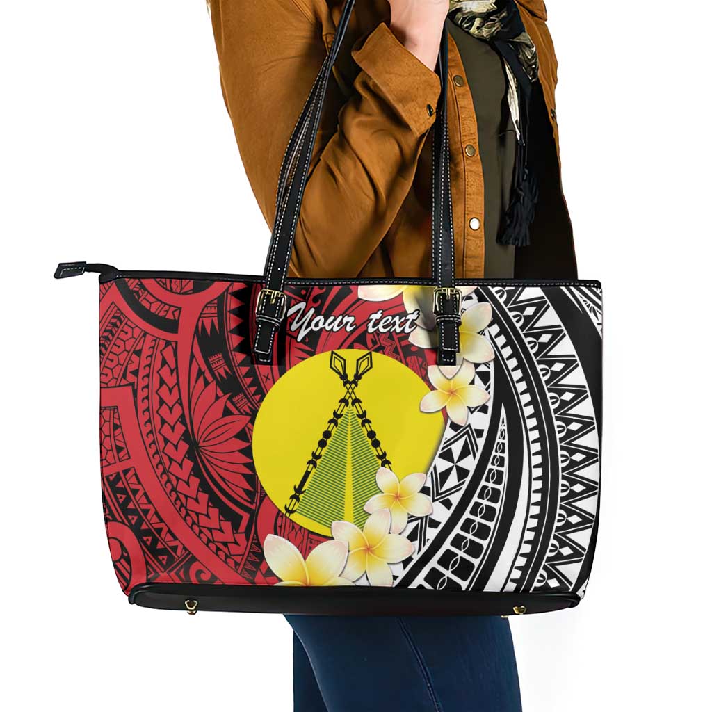 Sigave Chiefdom Wallis and Futuna Personalized Leather Tote Bag Frangipani Flowers Polynesian Pattern
