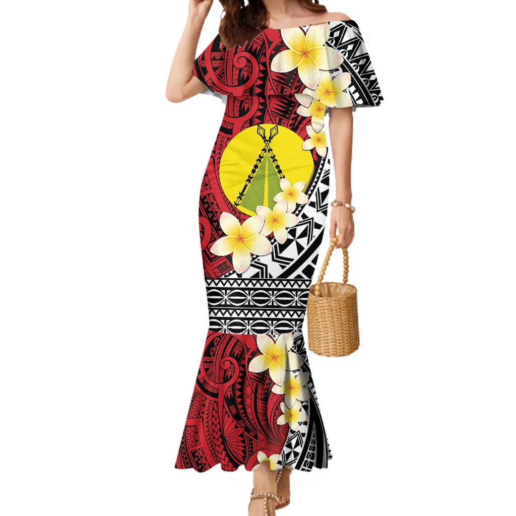 Sigave Chiefdom Wallis and Futuna Personalized Mermaid Dress Frangipani Flowers Polynesian Pattern