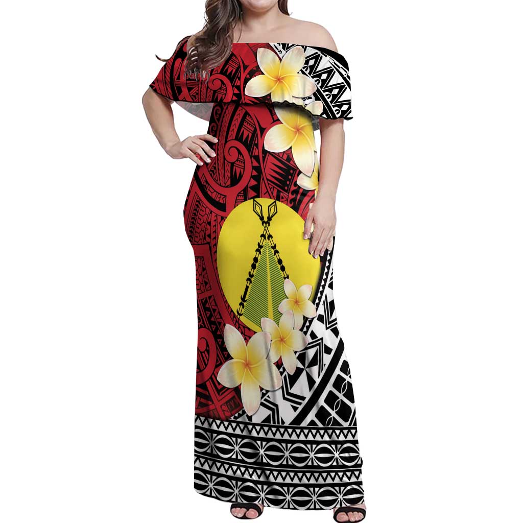Sigave Chiefdom Wallis and Futuna Personalized Off Shoulder Maxi Dress Frangipani Flowers Polynesian Pattern