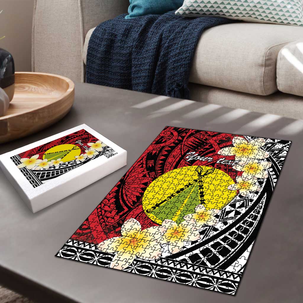 Sigave Chiefdom Wallis and Futuna Personalized Puzzle Frangipani Flowers Polynesian Pattern - Polynesian Pride