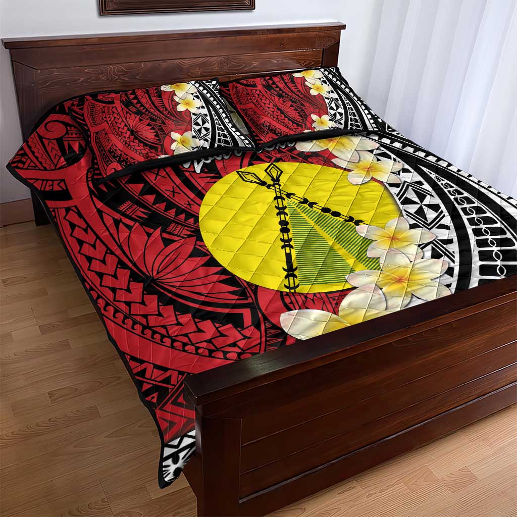 Sigave Chiefdom Wallis and Futuna Personalized Quilt Bed Set Frangipani Flowers Polynesian Pattern