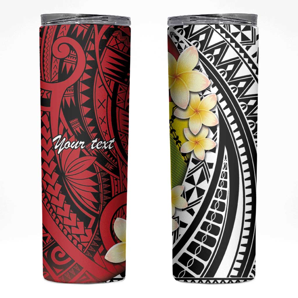 Sigave Chiefdom Wallis and Futuna Personalized Skinny Tumbler Frangipani Flowers Polynesian Pattern LT9 Red - Polynesian Pride