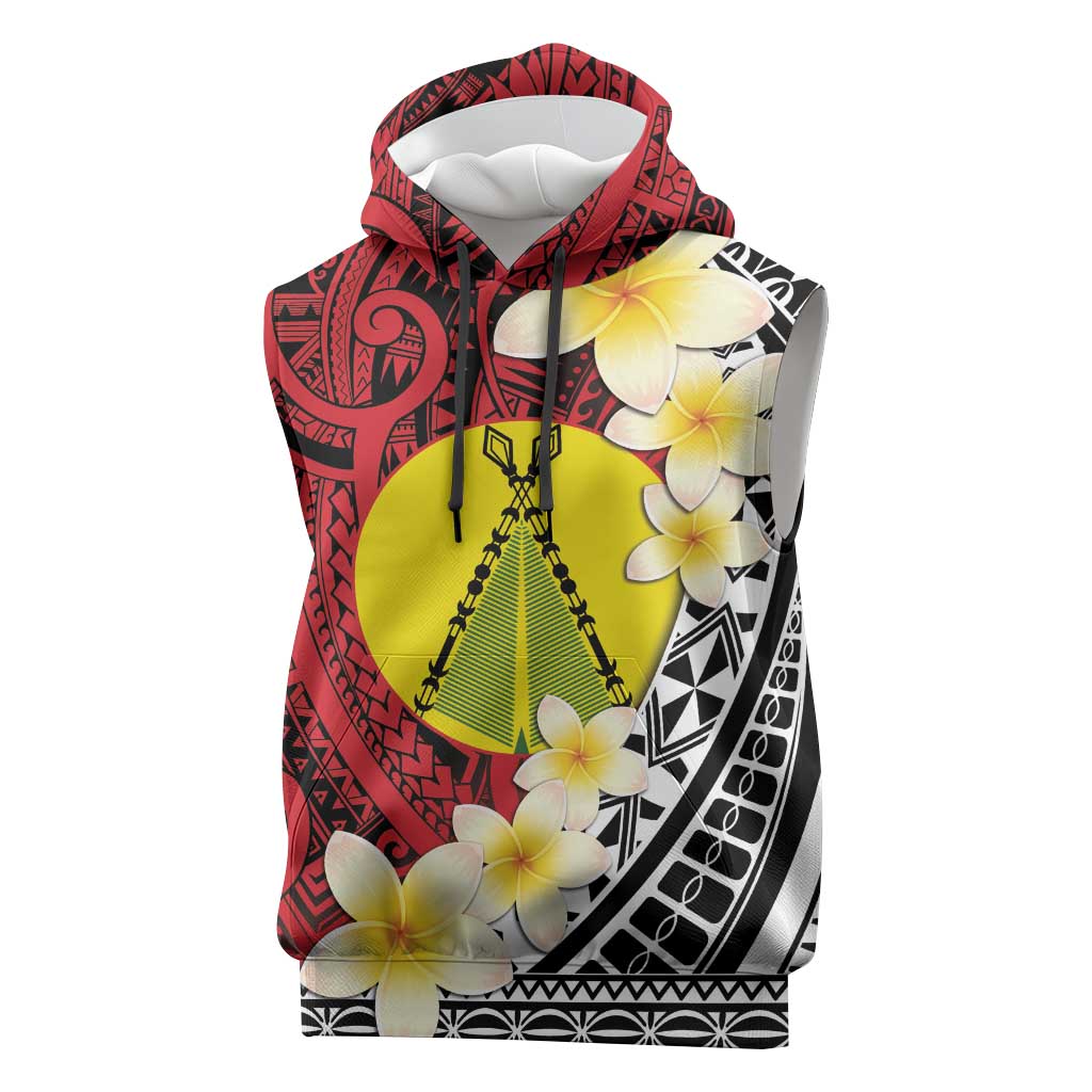 Sigave Chiefdom Wallis and Futuna Personalized Sleeveless Hoodie Frangipani Flowers Polynesian Pattern - Polynesian Pride