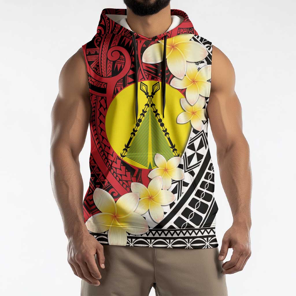 Sigave Chiefdom Wallis and Futuna Personalized Sleeveless Hoodie Frangipani Flowers Polynesian Pattern - Polynesian Pride