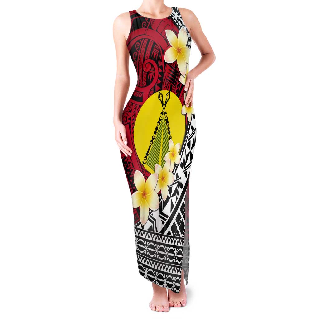 Sigave Chiefdom Wallis and Futuna Personalized Tank Maxi Dress Frangipani Flowers Polynesian Pattern