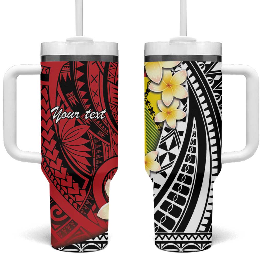 Sigave Chiefdom Wallis and Futuna Personalized Tumbler With Handle Frangipani Flowers Polynesian Pattern LT9 One Size: 40 oz Red - Polynesian Pride