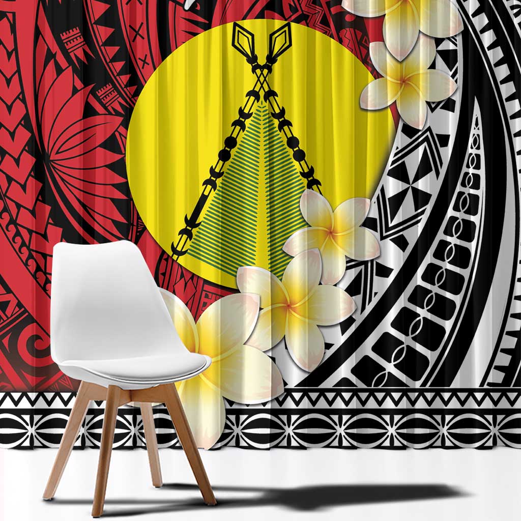 Sigave Chiefdom Wallis and Futuna Personalized Window Curtain Frangipani Flowers Polynesian Pattern