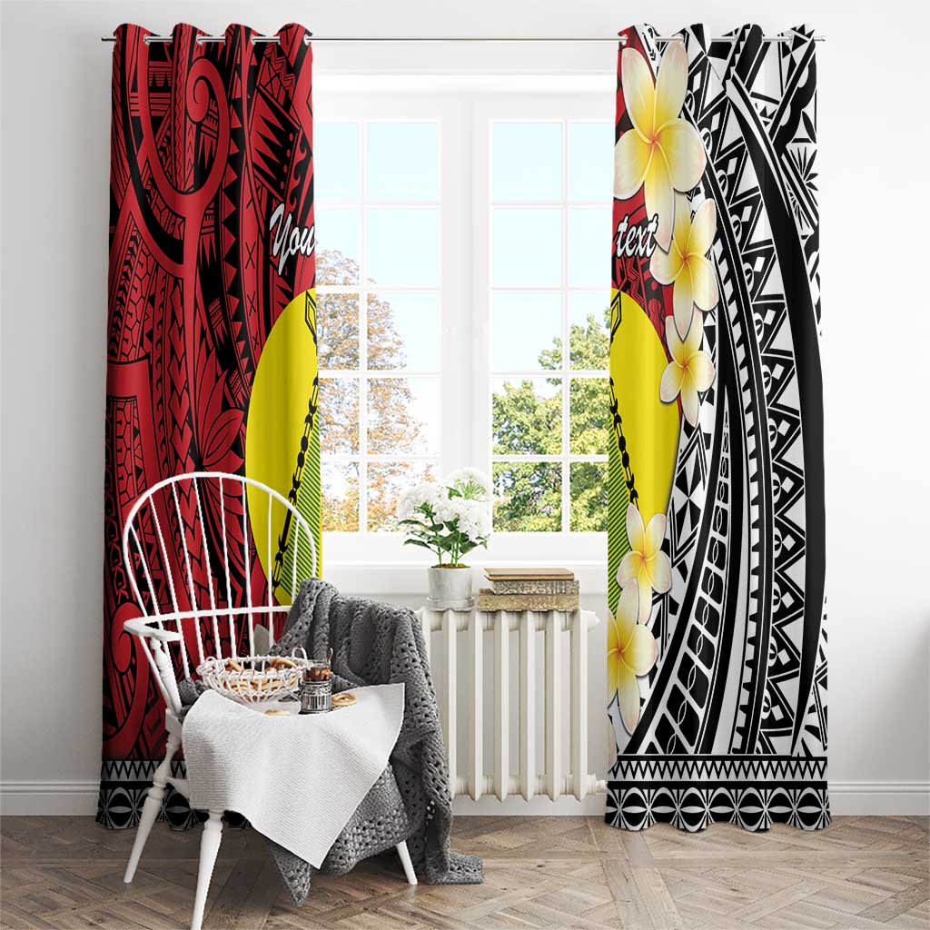 Sigave Chiefdom Wallis and Futuna Personalized Window Curtain Frangipani Flowers Polynesian Pattern